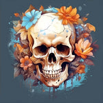Floral cracks skull art cross stitch kit for beginners