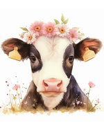 Floral crown dairy cow cross stitch kit for beginners