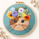 Floral crown kitty embroidery kit