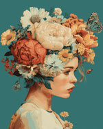 Floral crown lady cross stitch kit for beginners