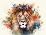 Floral crowned lion cross stitch kit for beginners