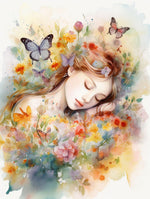 Floral dream portrait cross stitch kit for beginners