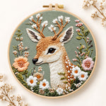 Floral fallow deer embroidery kit