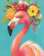 Floral flamingo portrait cross stitch kit for beginners