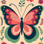Floral folk‑style butterfly cross stitch kit for beginners