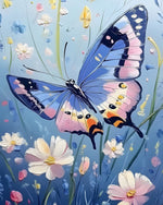 Floral garden blue butterfly cross stitch kit for beginners