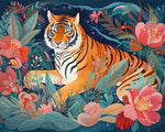 Floral garden tiger cross stitch kit for beginners