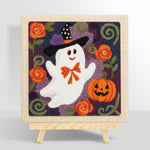 Floral ghost with witch hat punch needle kit for beginners