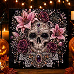 Floral jeweled skull pearl diamond painting kit for beginners