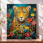 Floral jungle jaguar pearl diamond painting kit for beginners