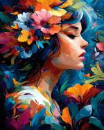 Floral lady portrait cross stitch kit for beginners