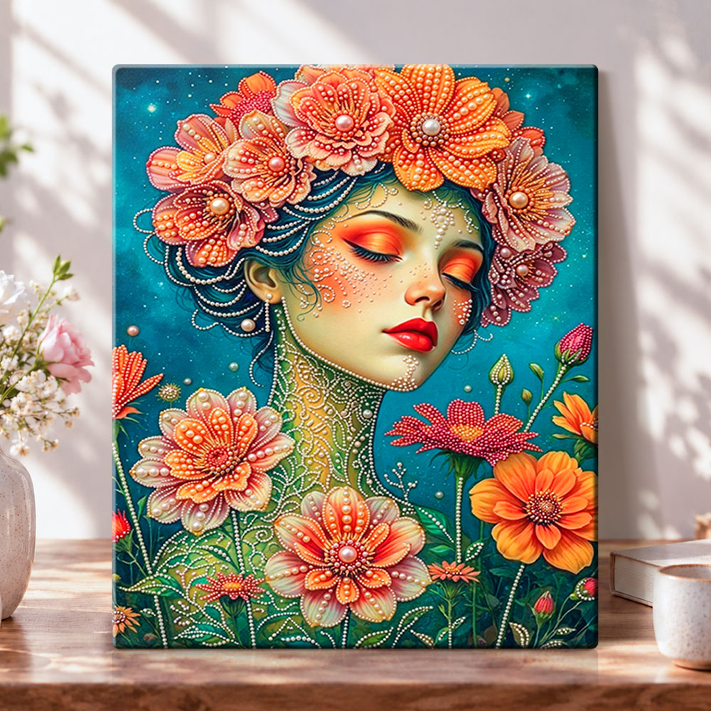 Floral pearl goddess pearl diamond painting kit for beginners