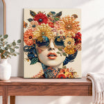 Finished floral pearl portrait pearl diamond painting artwork displayed as home decor