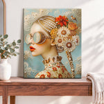 Finished floral pearled profile pearl diamond painting artwork displayed as home decor