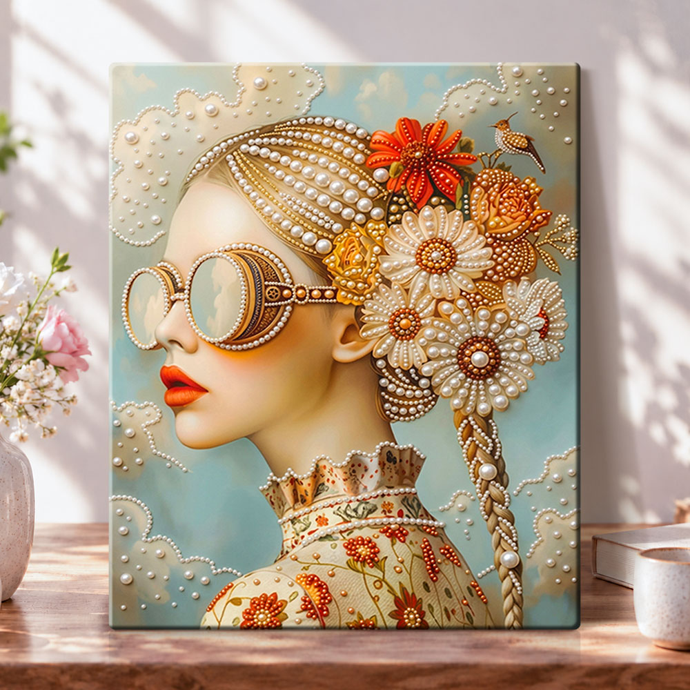 Floral pearled profile pearl diamond painting kit for beginners