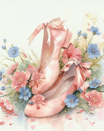 Floral pink high heels cross stitch kit for beginners