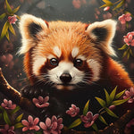 Floral red panda cross stitch kit for beginners