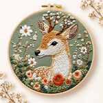 Floral sika deer embroidery kit