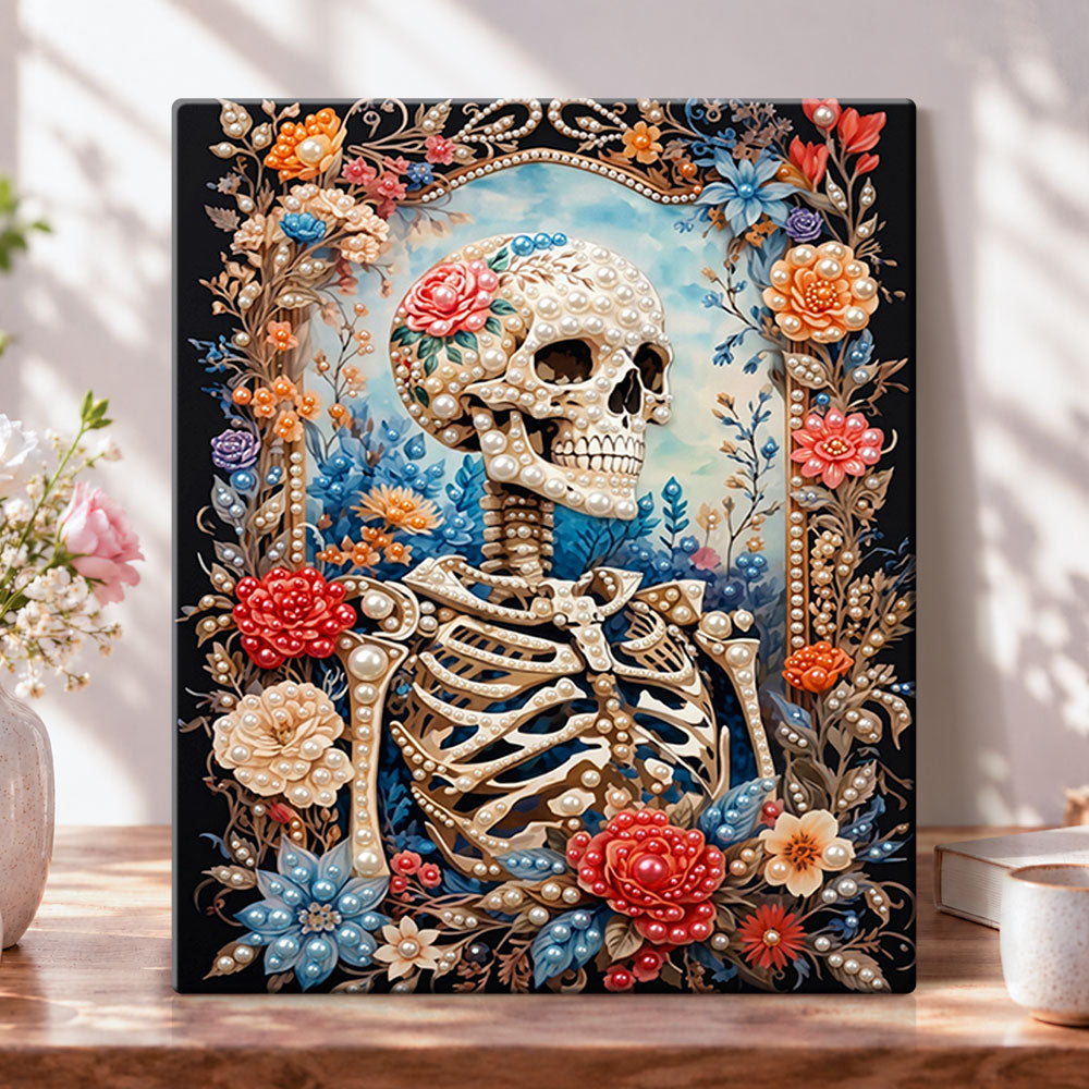 Floral skeleton beauty pearl diamond painting kit for beginners