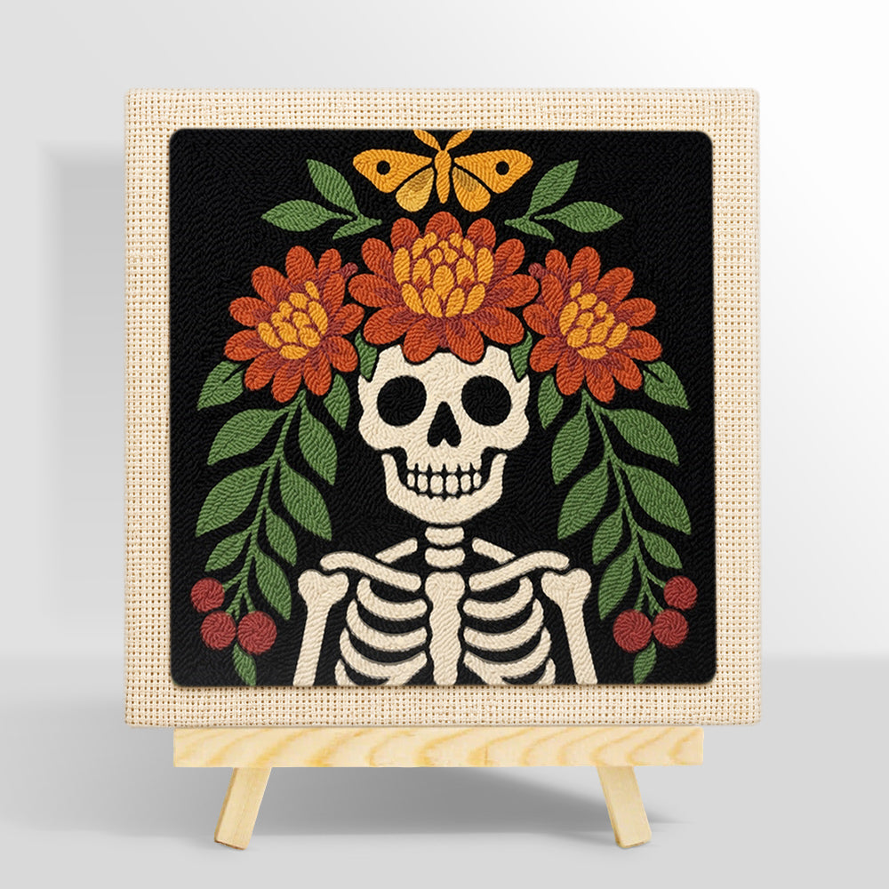 Floral skeleton punch needle kit for beginners