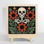 Floral skeleton with sunflowers punch needle kit for beginners