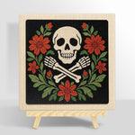Floral skull and crossbones punch needle kit for beginners