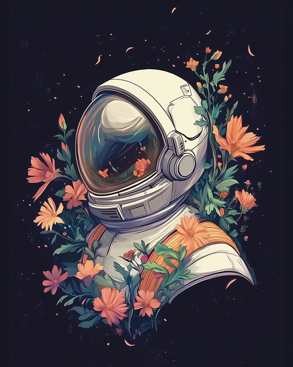Floral space explorer cross stitch kit for beginners