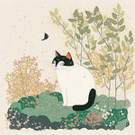 Floral tuxedo cat cross stitch kit for beginners