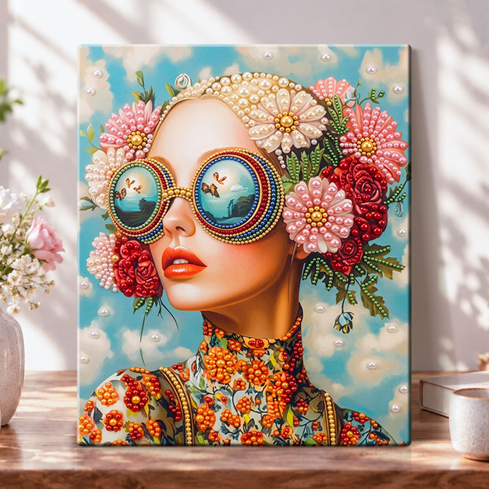 Floral visionary pearl diamond painting kit for beginners