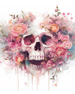 Floral watercolor skull cross stitch kit for beginners