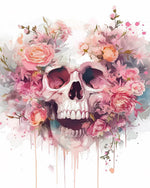 Floral watercolor skull paint by numbers kit for beginners