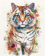Floral watercolor tiger cross stitch kit for beginners