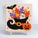 Floral witch hat ghost punch needle kit for beginners