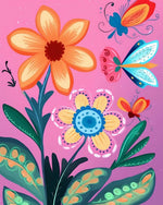 Florals with butterflies cross stitch kit for beginners