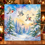 Flying birds in winter sunset forest pearl diamond painting kit for beginners