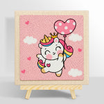 Flying unicorn with heart balloon punch needle kit for beginners