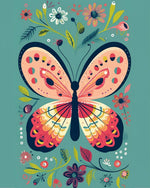 Folk style butterfly cross stitch kit for beginners
