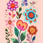 Folk style floral collage cross stitch kit for beginners