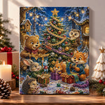Forest animals celebrating christmas pearl diamond painting kit for beginners