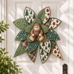 Forest bigfoot DIY quilted bow sewing kit finished as a handmade door decoration