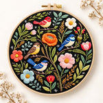 Forest birds and spring blooms embroidery kit