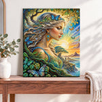 Finished forest butterfly maiden pearl diamond painting artwork displayed as home decor