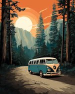 Forest camper van journey cross stitch kit for beginners