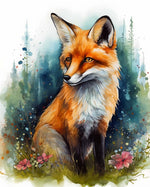 Forest fox watercolor painting cross stitch kit for beginners