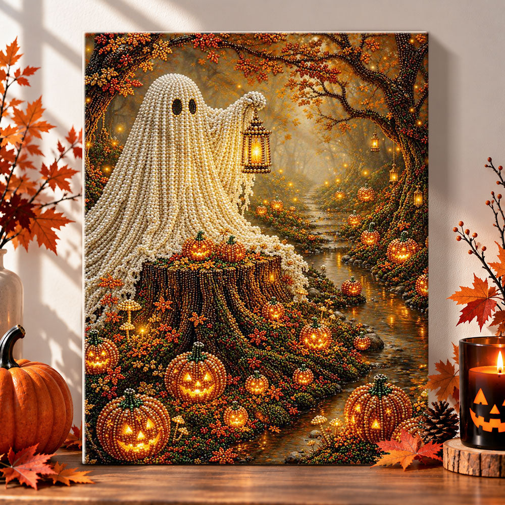 Forest ghost with glowing lantern pearl diamond painting kit for beginners