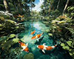Forest koi pond cross stitch kit for beginners
