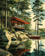 Forest lakeside villa cross stitch kit for beginners