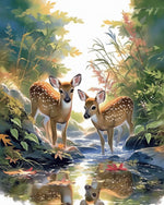 Forest stream baby deer cross stitch kit for beginners