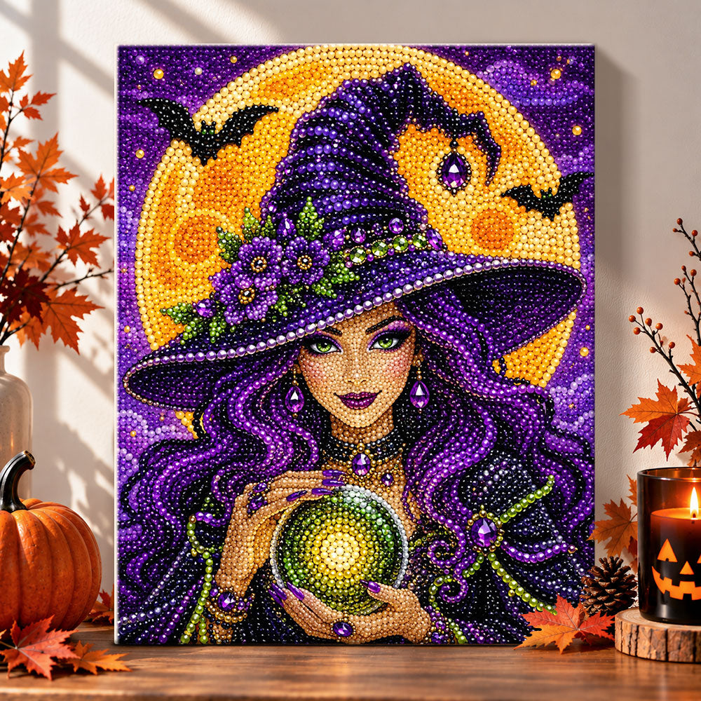 Fortune‑telling witch pearl diamond painting kit for beginners
