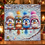 Four cute winter birds pearl diamond painting kit for beginners